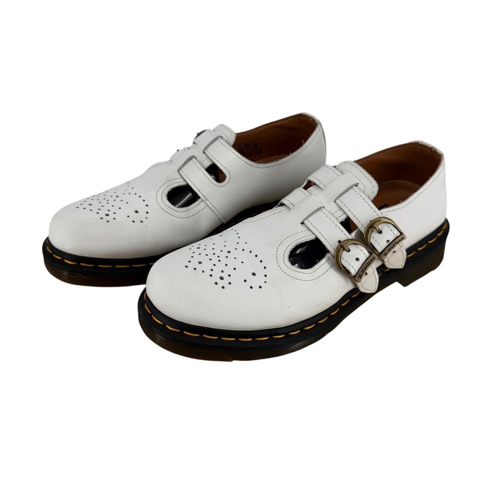 Dr Martens 8065 Mary Jane White Leather Double Strap Brogue Shoes Womens 8 US